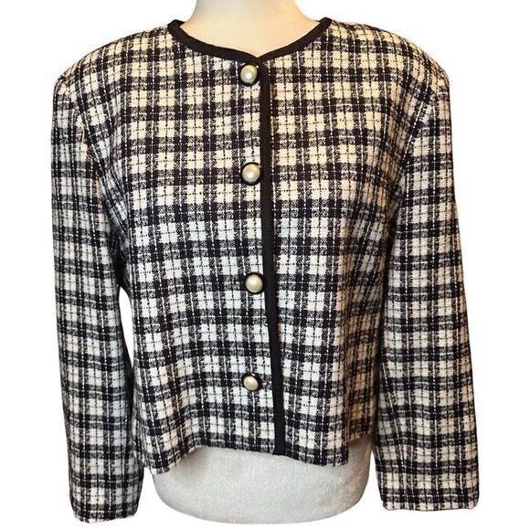 Appleseed’s Black & White Pearl Button Blazer Petite Size 12P - Picture 1 of 8